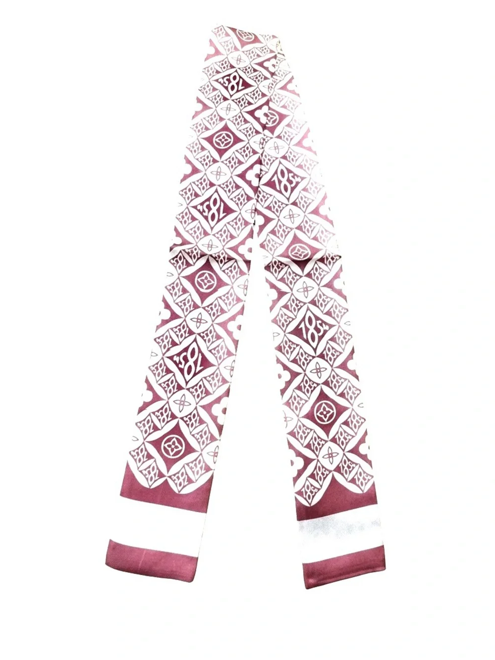 1854 Twilly Scarf Burgundy & White Monogram Print | Multi-Way Styling Accessory
